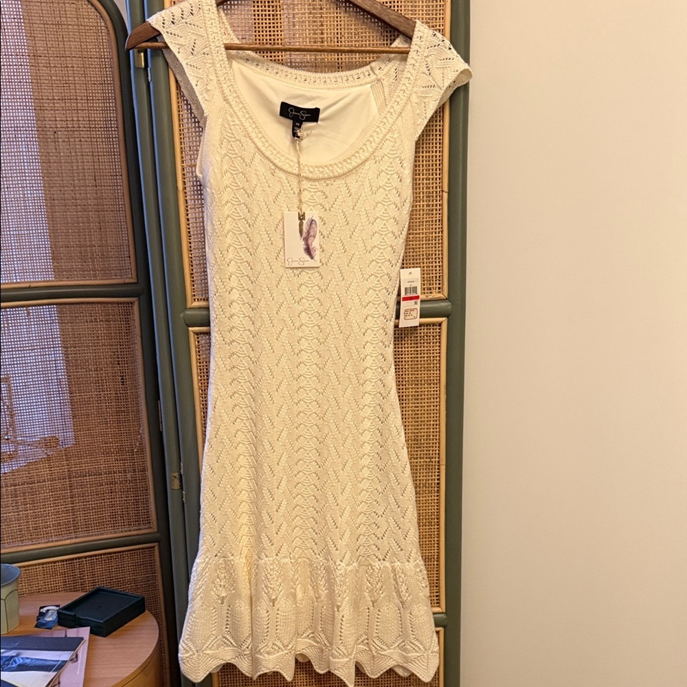Jessica Simpson Cream Crochet Midi Dress